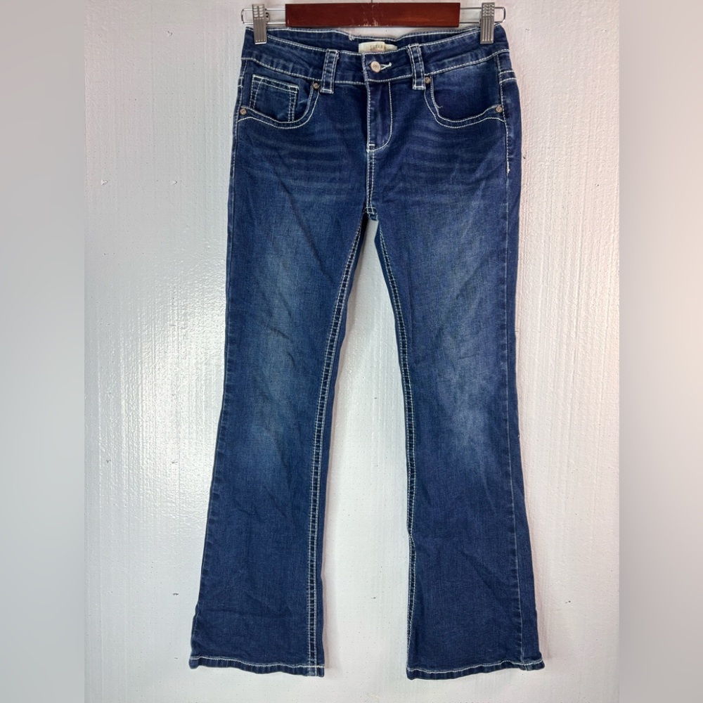 Shyanne 14 27x28 Girls Western Tribal Stitch Dark Wash Jeans Boot Cut Denim
